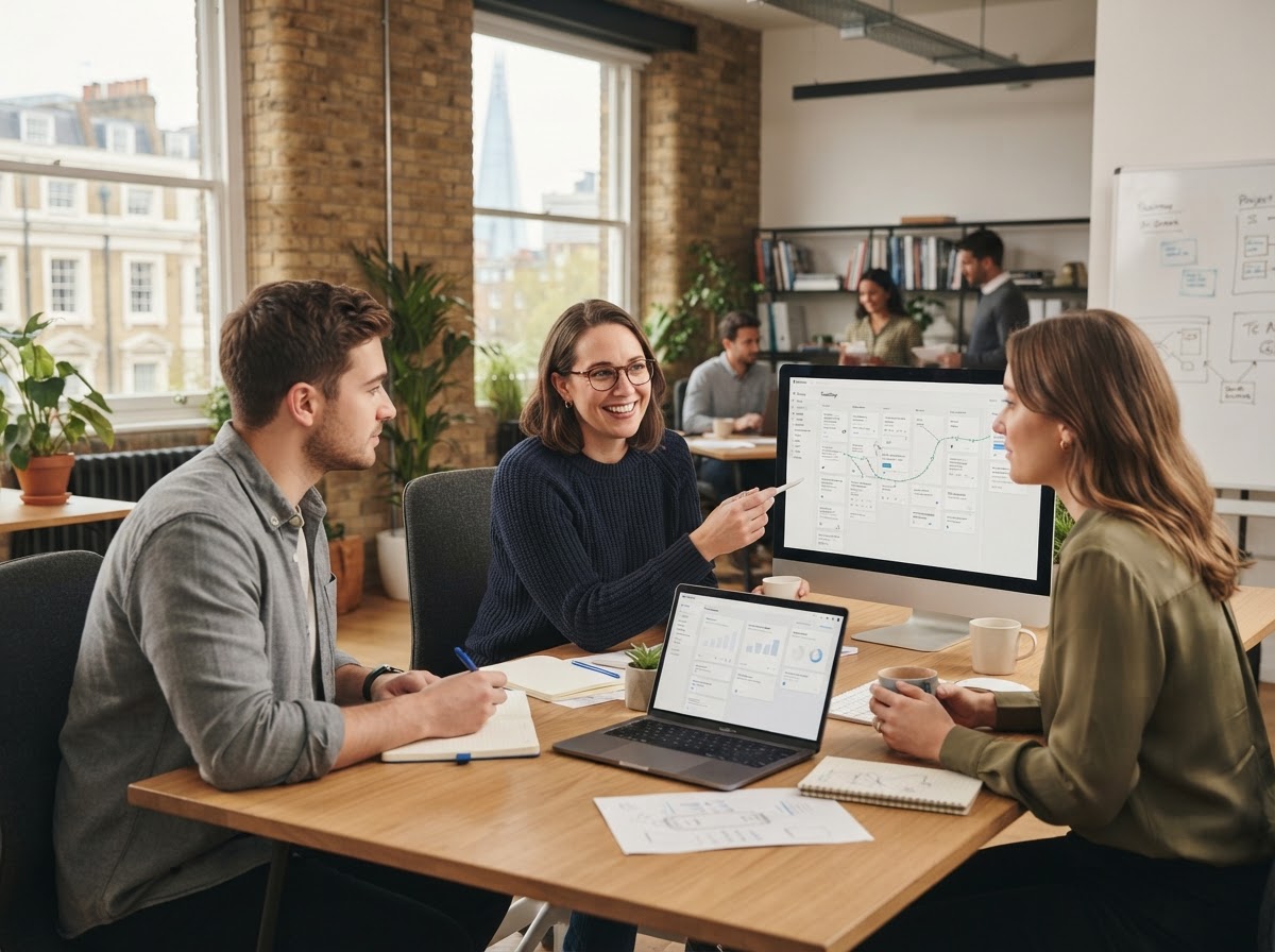 Vyxelorani team reviewing data analysis processes behind the platform